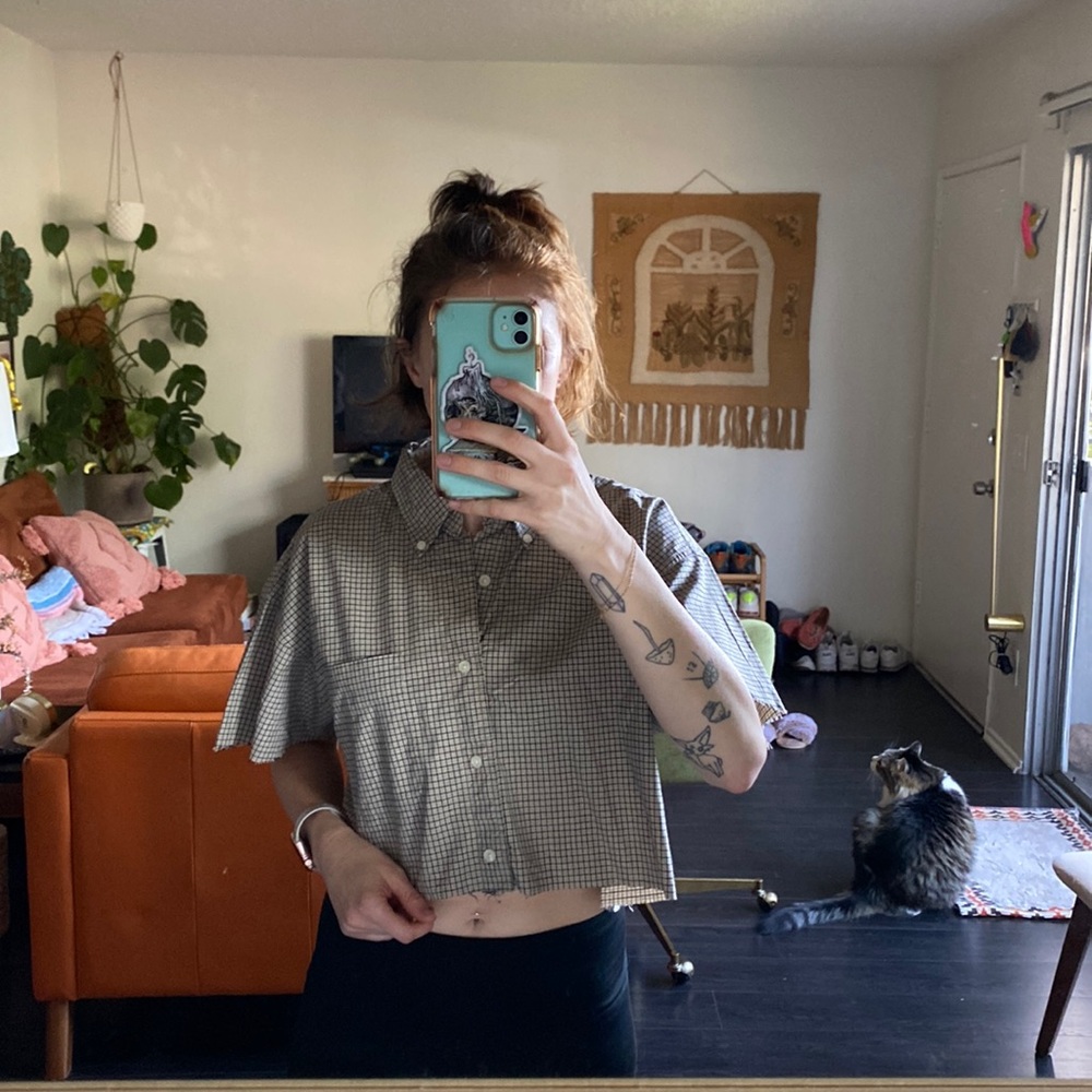 Cropped button down shirt
